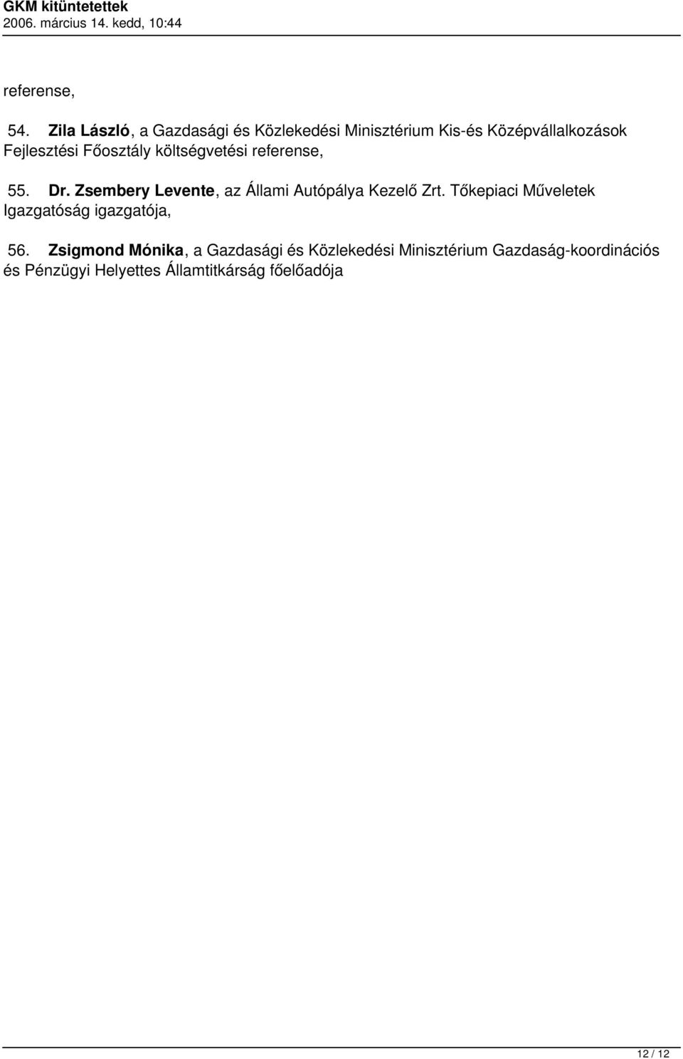 Főosztály költségvetési referense, 55. Dr. Zsembery Levente, az Állami Autópálya Kezelő Zrt.