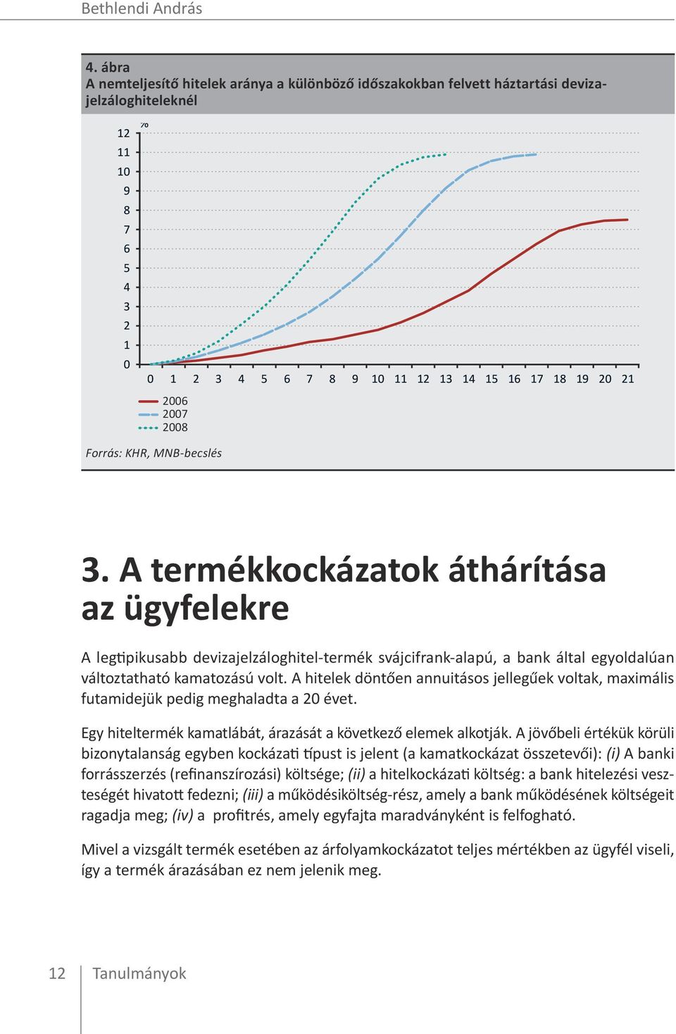 2007 2008 Forrás: KHR, MNB-becslés 3. A termékkockázatok áthárítása az ügyfelekre A legtipikusabb devizajelzáloghitel-termék svájcifrank-alapú, a bank által egyoldalúan változtatható kamatozású volt.