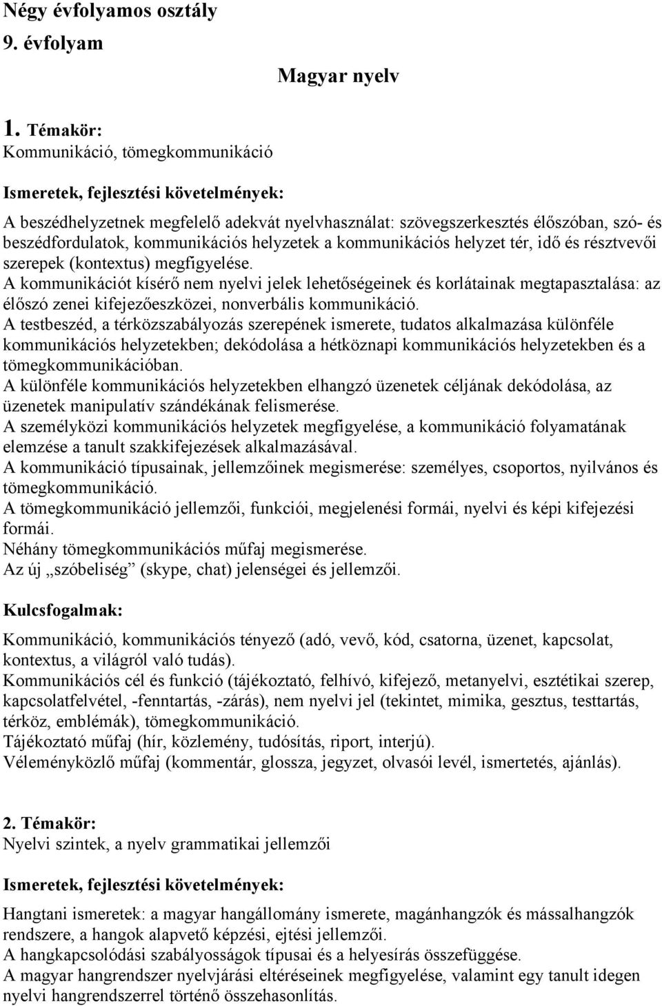 kommunikációs helyzetek a kommunikációs helyzet tér, idő és résztvevői szerepek (kontextus) megfigyelése.