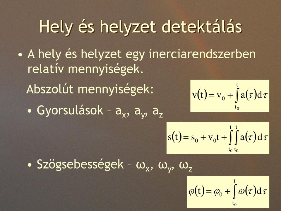 Abszolút mennyiségek: Gyorsulások a x, a y, a z t