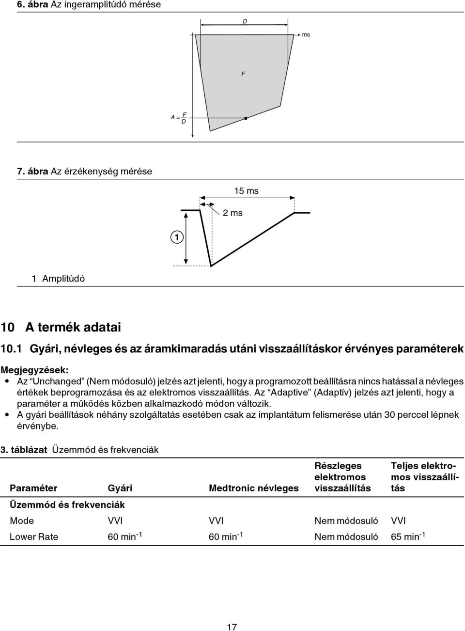 és az elektromos visszaállítás. Az Adaptive (Adaptív) jelzés azt jelenti, hogy a paraméter a működés közben alkalmazkodó módon változik.