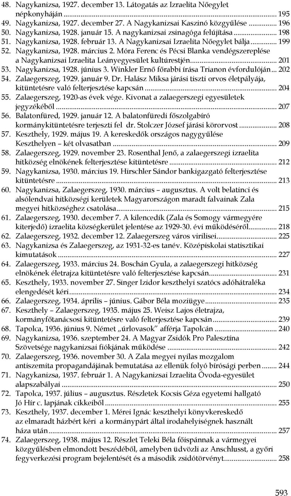 Móra Ferenc és Pécsi Blanka vendégszereplése a Nagykanizsai Izraelita Leányegyesület kultúrestjén... 201 53. Nagykanizsa, 1928. június 3. Winkler Ernő főrabbi írása Trianon évfordulóján... 202 54.