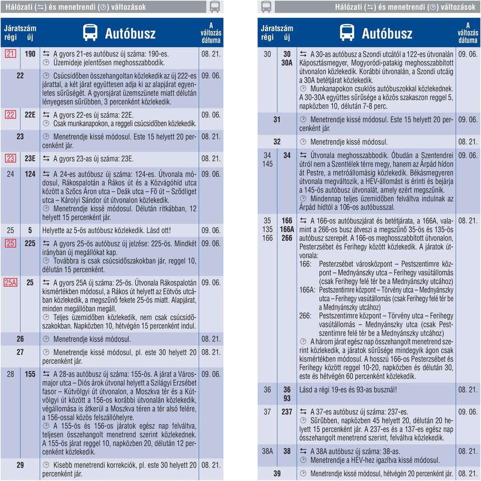 gyorsjárat üzemszünete miatt délután lényegesen sûrûbben, 3 percenként 22 22E gyors 22-es új száma: 22E. Csak munkanapokon, a reggeli csúcsidôben 23 Este 15 helyett 20 percenként jár.