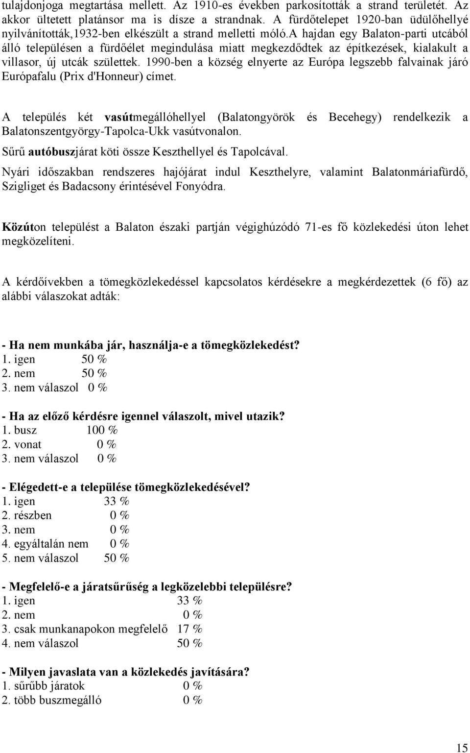 a hajdan egy Balaton-parti utcából álló településen a fürdőélet megindulása miatt megkezdődtek az építkezések, kialakult a villasor, új utcák születtek.