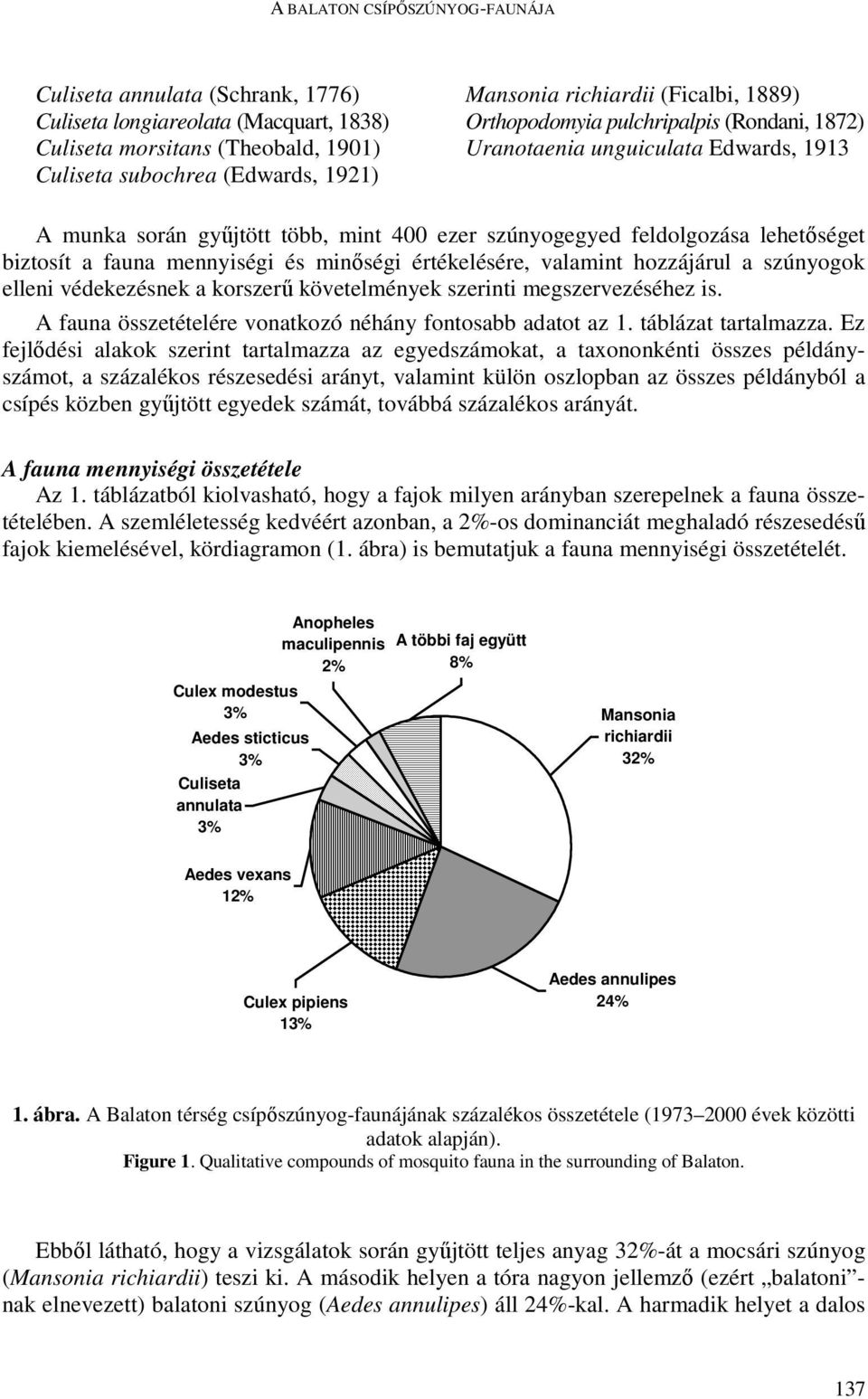 mennyiségi és minıségi értékelésére, valamint hozzájárul a szúnyogok elleni védekezésnek a korszerő követelmények szerinti megszervezéséhez is.