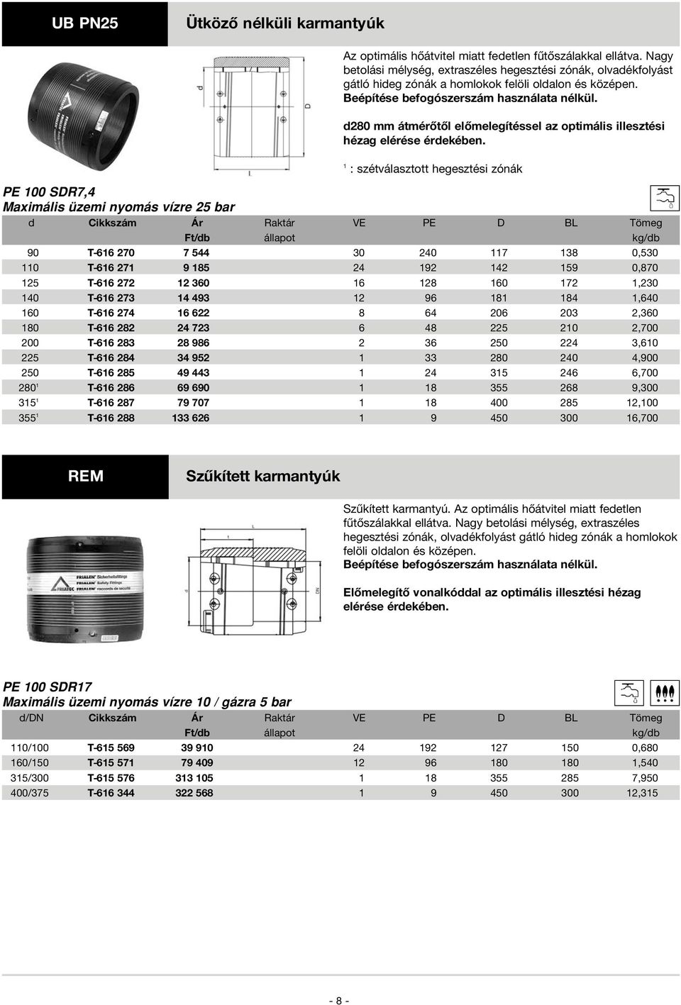 d280 mm átmérôtôl elômelegítéssel az optimális illesztési hézag elérése érdekében.