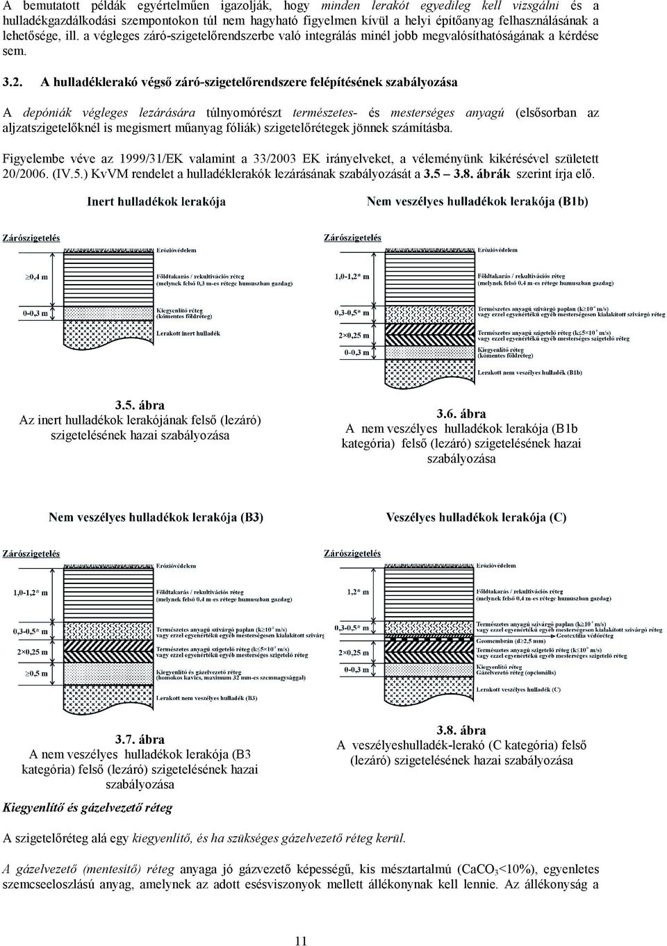 A hulladéklerakó végső záró-szigetelőrendszere felépítésének szabályozása A depóniák végleges lezárására túlnyomórészt természetes- és mesterséges anyagú (elsősorban az aljzatszigetelőknél is