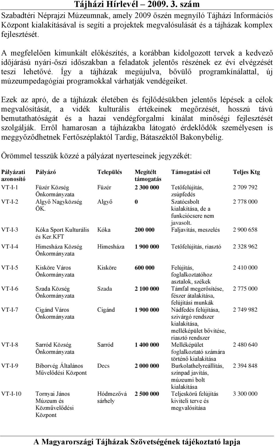 Így a tájházak megújulva, bővülő programkínálattal, új múzeumpedagógiai programokkal várhatják vendégeiket.