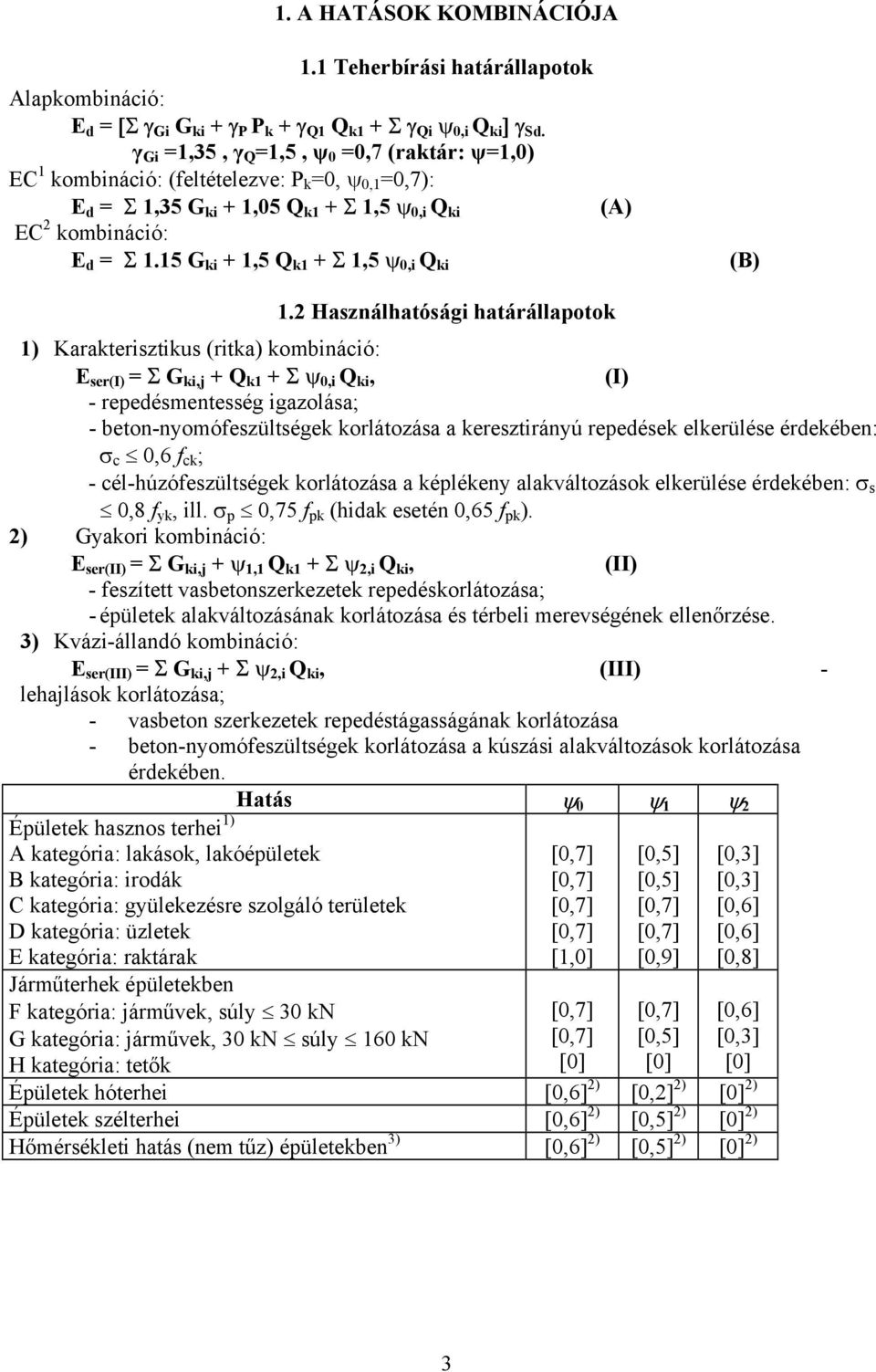 15 G ki + 1,5 Q k1 + Σ 1,5 ψ 0,i Q ki (B) 1.