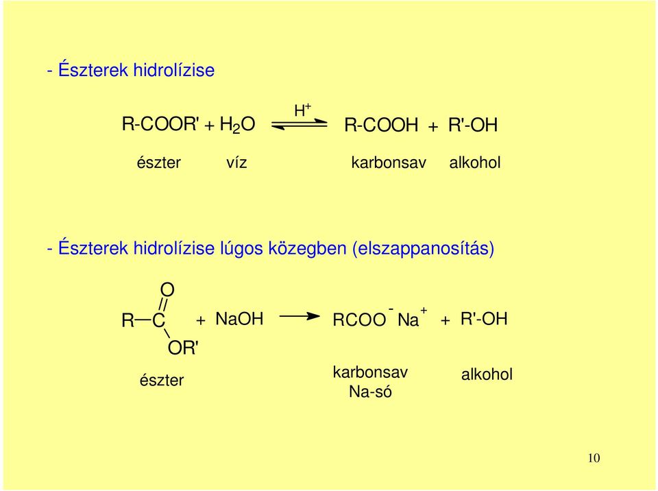 hidrolízise lúgos közegben (elszappanosítás)