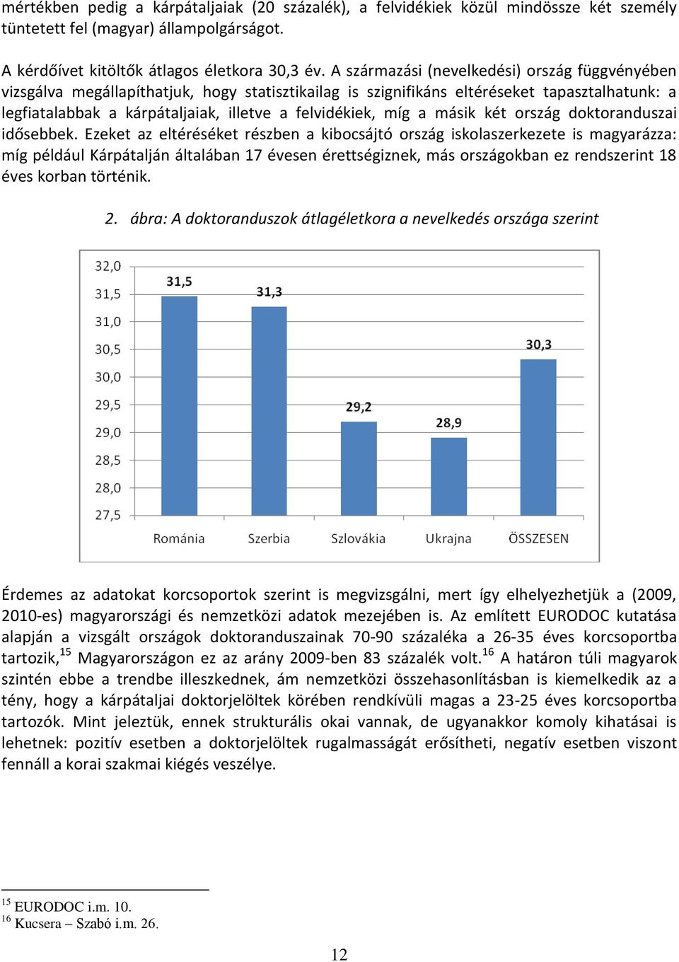 míg a másik két ország doktoranduszai idősebbek.