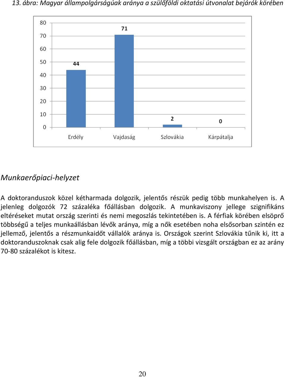 A munkaviszony jellege szignifikáns eltéréseket mutat ország szerinti és nemi megoszlás tekintetében is.