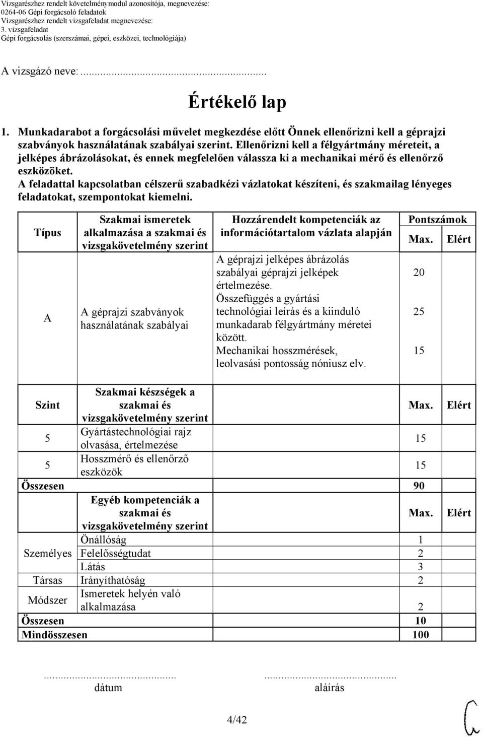 A feladattal kapcsolatban célszerű szabadkézi vázlatokat készíteni, és szakmailag lényeges Típus A Szakmai ismeretek alkalmazása a szakmai és A géprajzi szabványok használatának szabályai