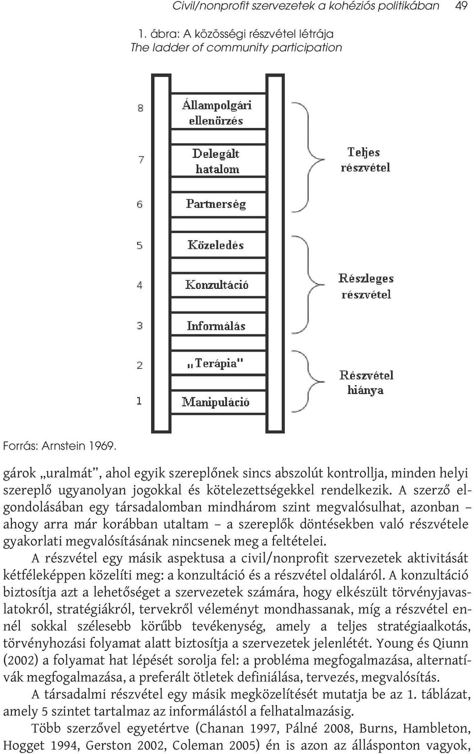 A szerző elgondolásában egy társadalomban mindhárom szint megvalósulhat, azonban ahogy arra már korábban utaltam a szereplők döntésekben való részvétele gyakorlati megvalósításának nincsenek meg a