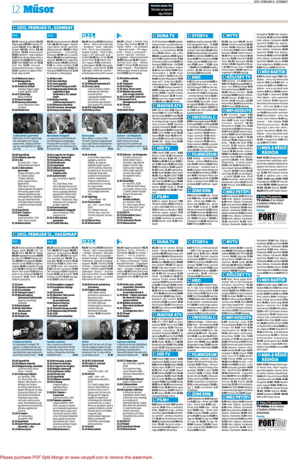 35 Zöld Tea 13.05 Útravaló Közlekedésbiztonsági magazin 13.20 Családom és egyéb emberfajták, Elég a buliból 13.45 Melissa és Joey 4. 14.10 Madagaszkár, A csodák szigete 15.