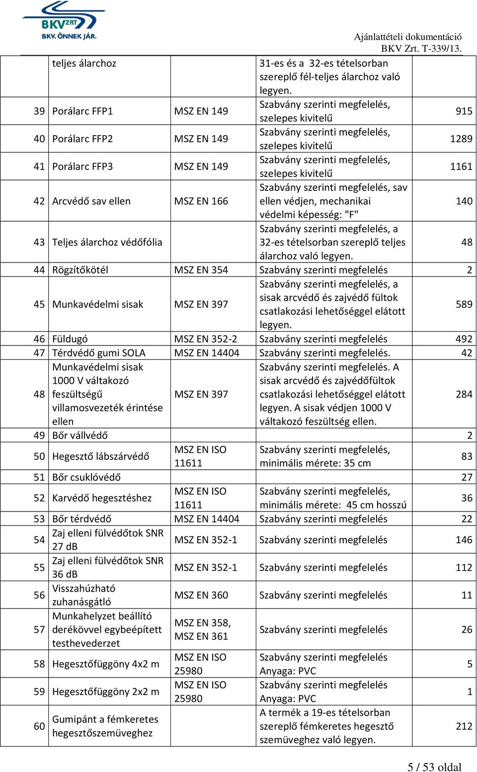 szerinti megfelelés, szelepes kivitelű 1161 Szabvány szerinti megfelelés, sav 42 Arcvédő sav ellen MSZ EN 166 ellen védjen, mechanikai 140 védelmi képesség: "F" Szabvány szerinti megfelelés, a 43