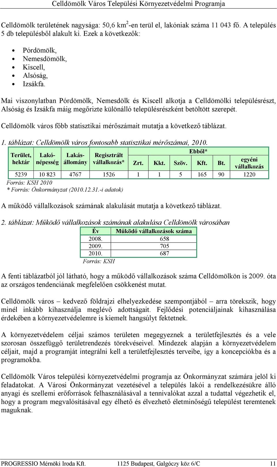 Celldömölk város főbb statisztikai mérőszámait mutatja a következő táblázat. 1. táblázat: Celldömölk város fontosabb statisztikai mérőszámai, 2010.