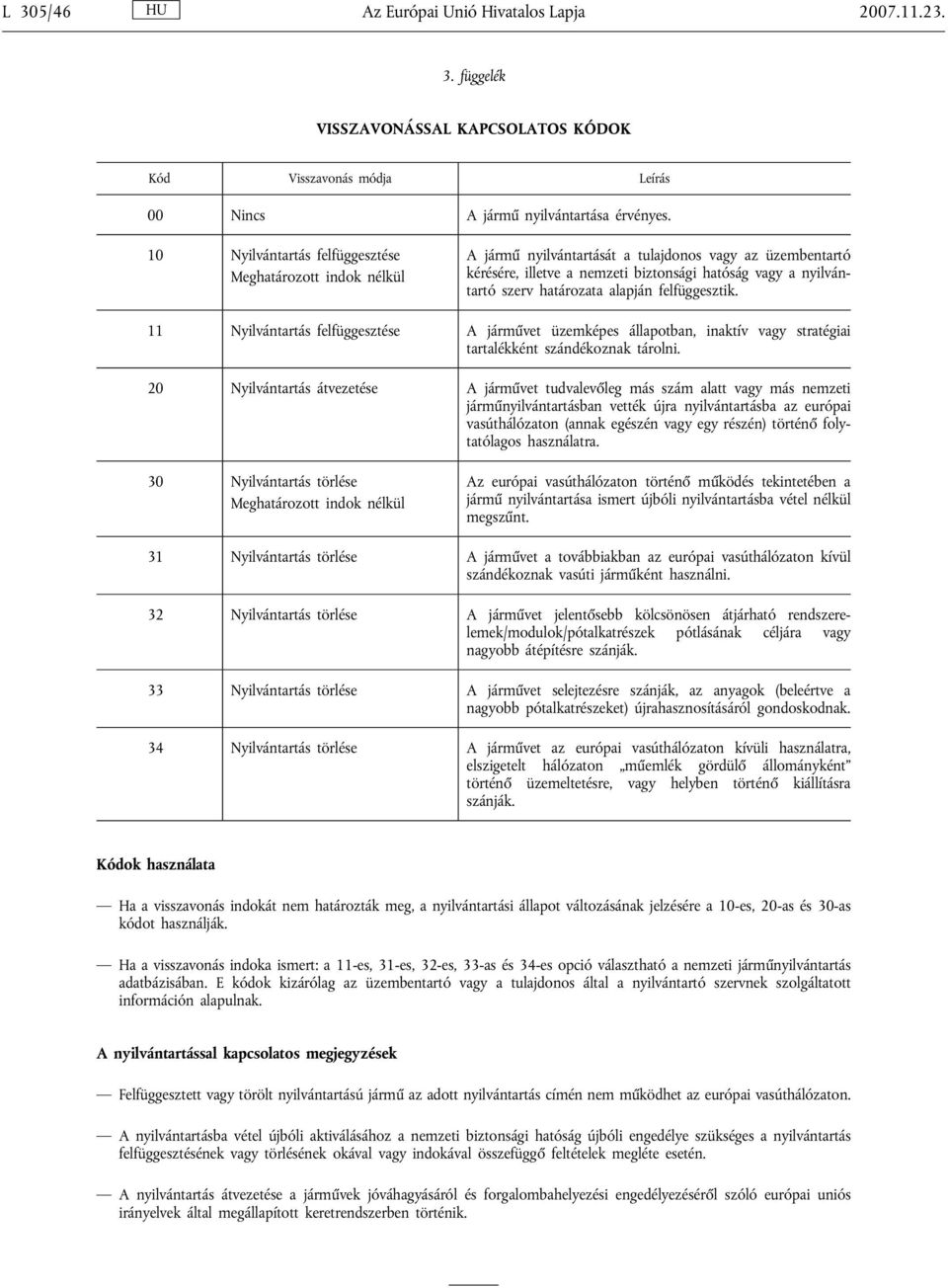 határozata alapján felfüggesztik. 11 Nyilvántartás felfüggesztése A járművet üzemképes állapotban, inaktív vagy stratégiai tartalékként szándékoznak tárolni.