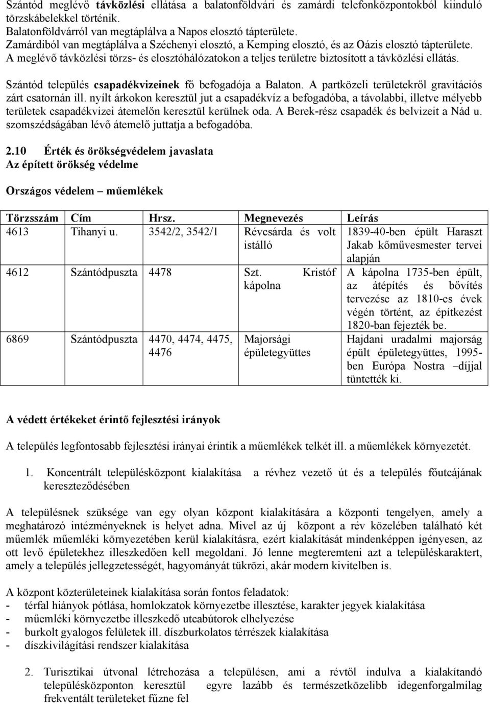 A meglévő távközlési törzs- és elosztóhálózatokon a teljes területre biztosított a távközlési ellátás. Szántód település csapadékvizeinek fő befogadója a Balaton.