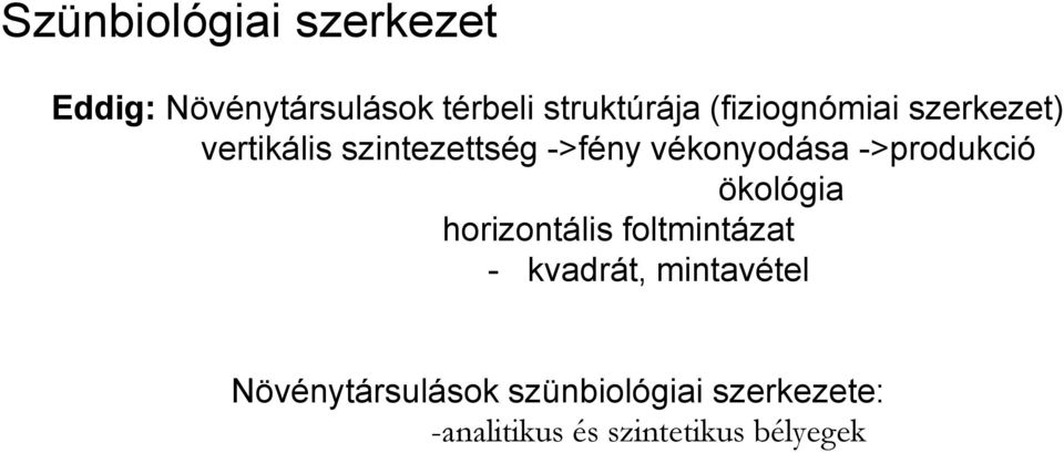 ->produkció ökológia horizontális foltmintázat - kvadrát, mintavétel