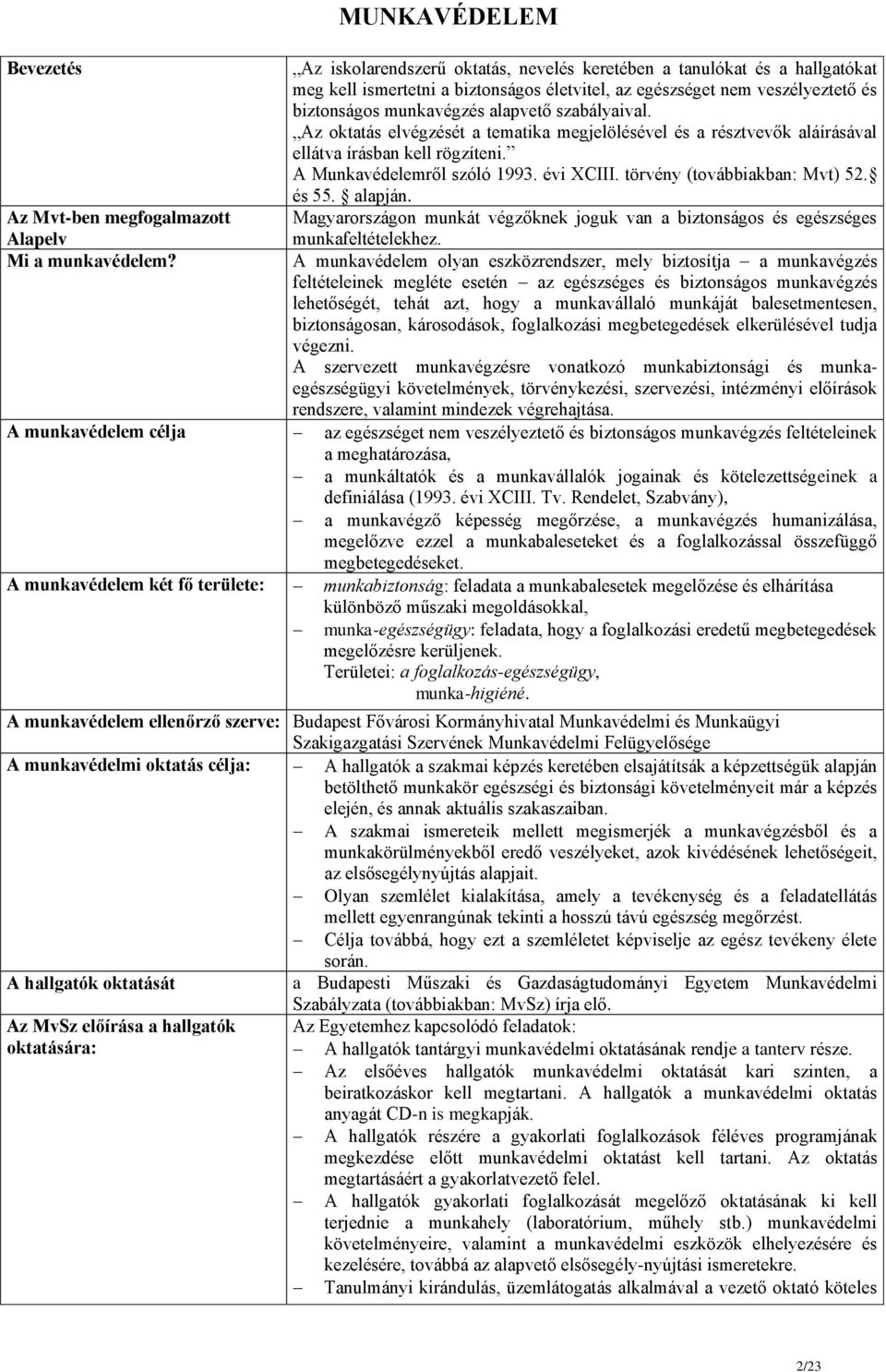 törvény (továbbiakban: Mvt) 52. és 55. alapján. Az Mvt-ben megfogalmazott Alapelv Magyarországon munkát végzőknek joguk van a biztonságos és egészséges munkafeltételekhez. Mi a munkavédelem?
