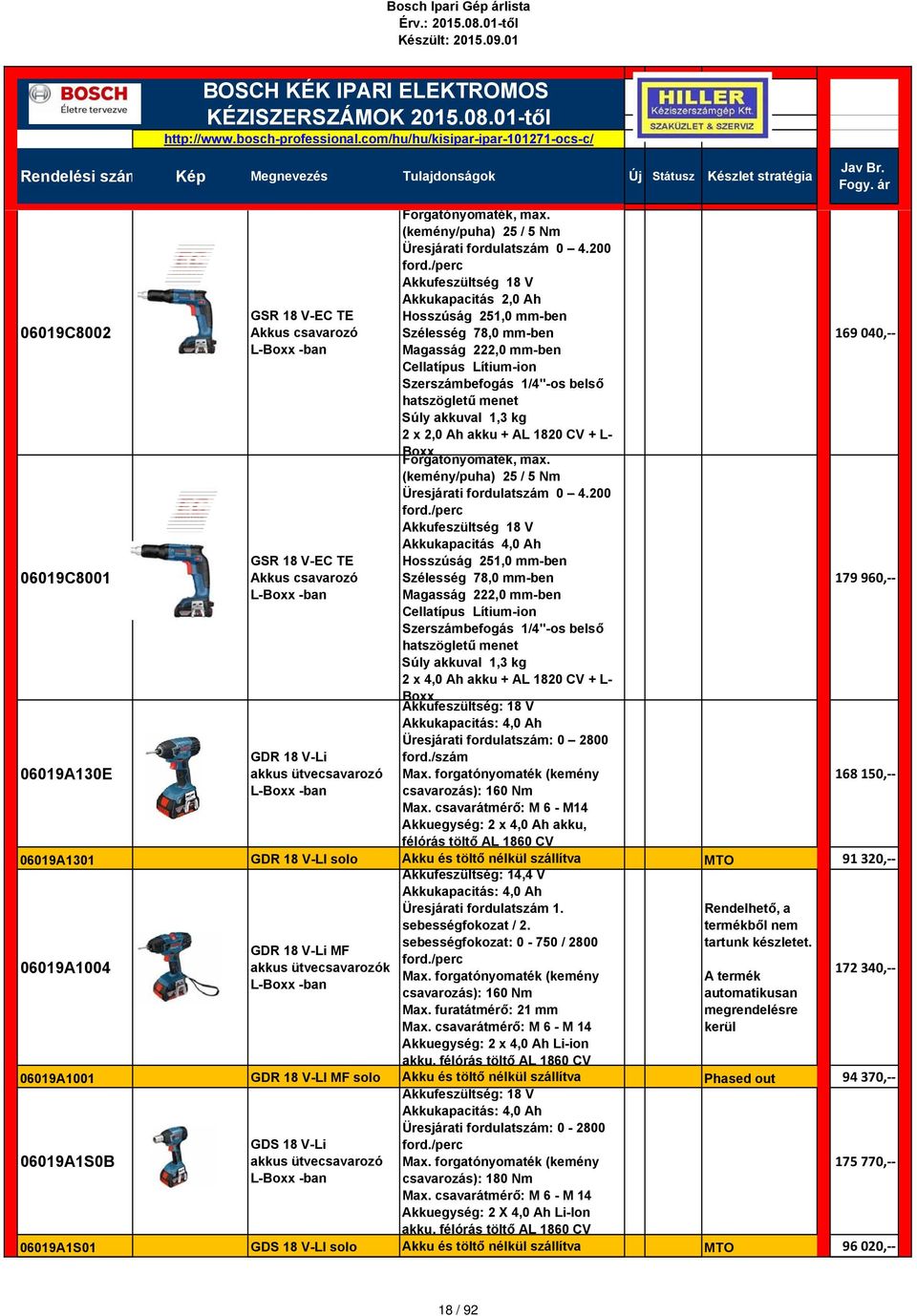 Cellatípus Lítium-ion Szerszámbefogás 1/4"-os belső hatszögletű menet Súly akkuval 1,3 kg 2 x 2,0 Ah akku + AL 1820 CV + L- Boxx 200 Akkufeszültség 18 V Akkukapacitás 4,0 Ah Hosszúság 251,0 -ben