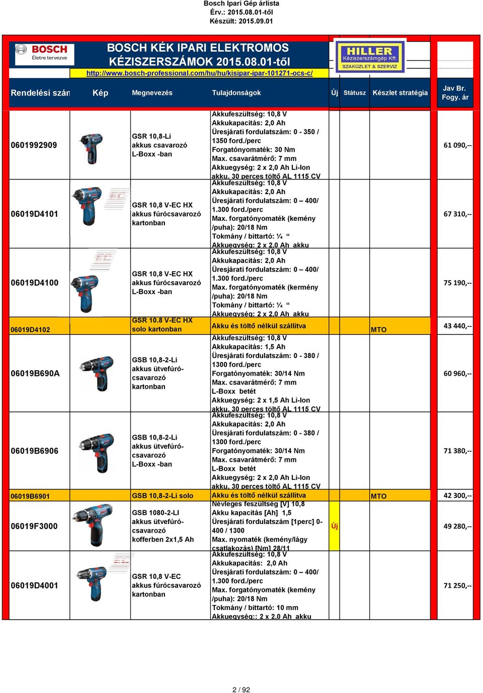 csavarátmérő: 7 Akkuegység: 2 x 2,0 Ah Li-Ion akku, 30 perces töltő AL 1115 CV Akkufeszültség: 10,8 V Akkukapacitás: 2,0 Ah Üresjárati fordulatszám: 0 400/ 1.300 Max.