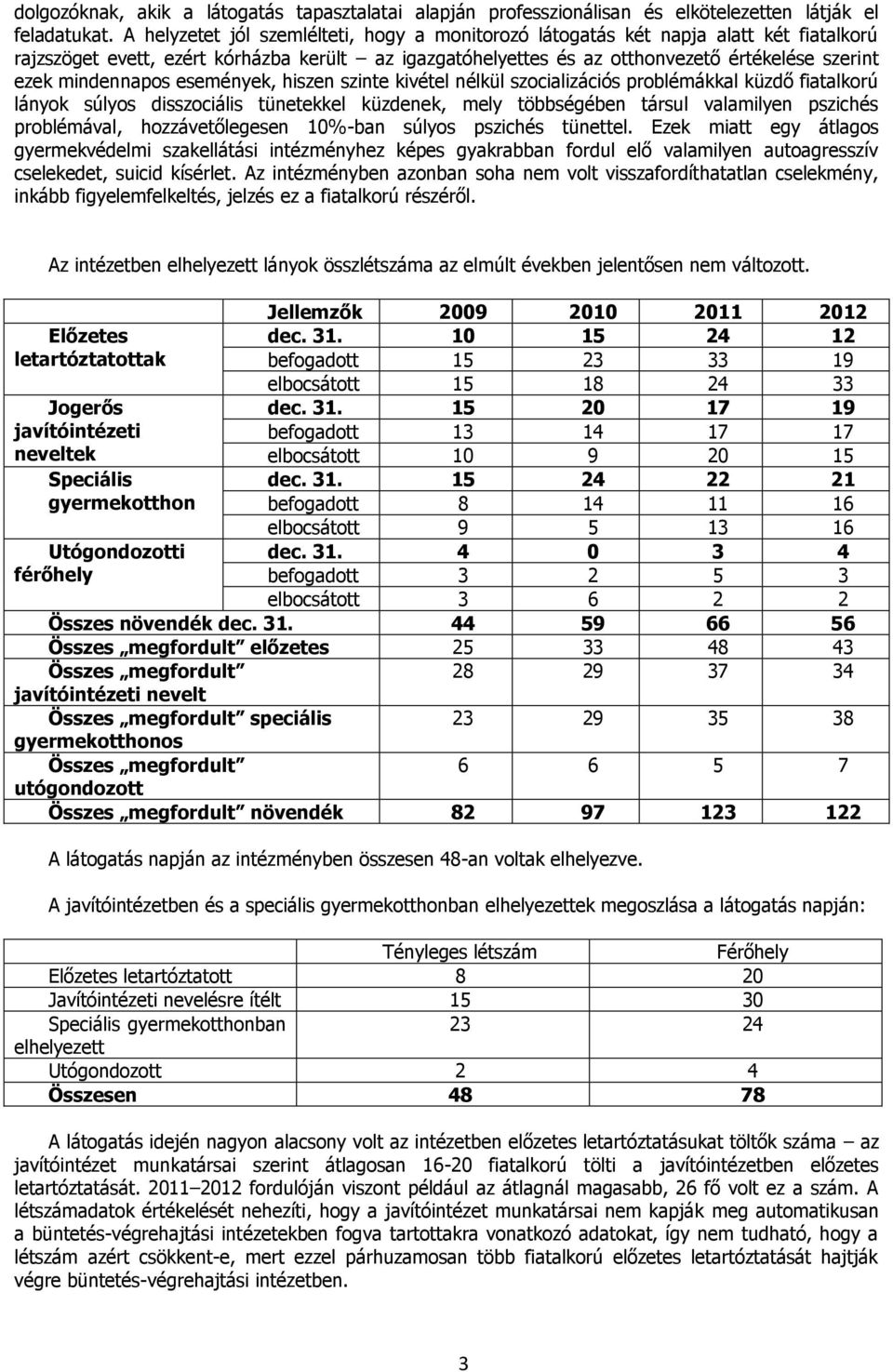 mindennapos események, hiszen szinte kivétel nélkül szocializációs problémákkal küzdő fiatalkorú lányok súlyos disszociális tünetekkel küzdenek, mely többségében társul valamilyen pszichés