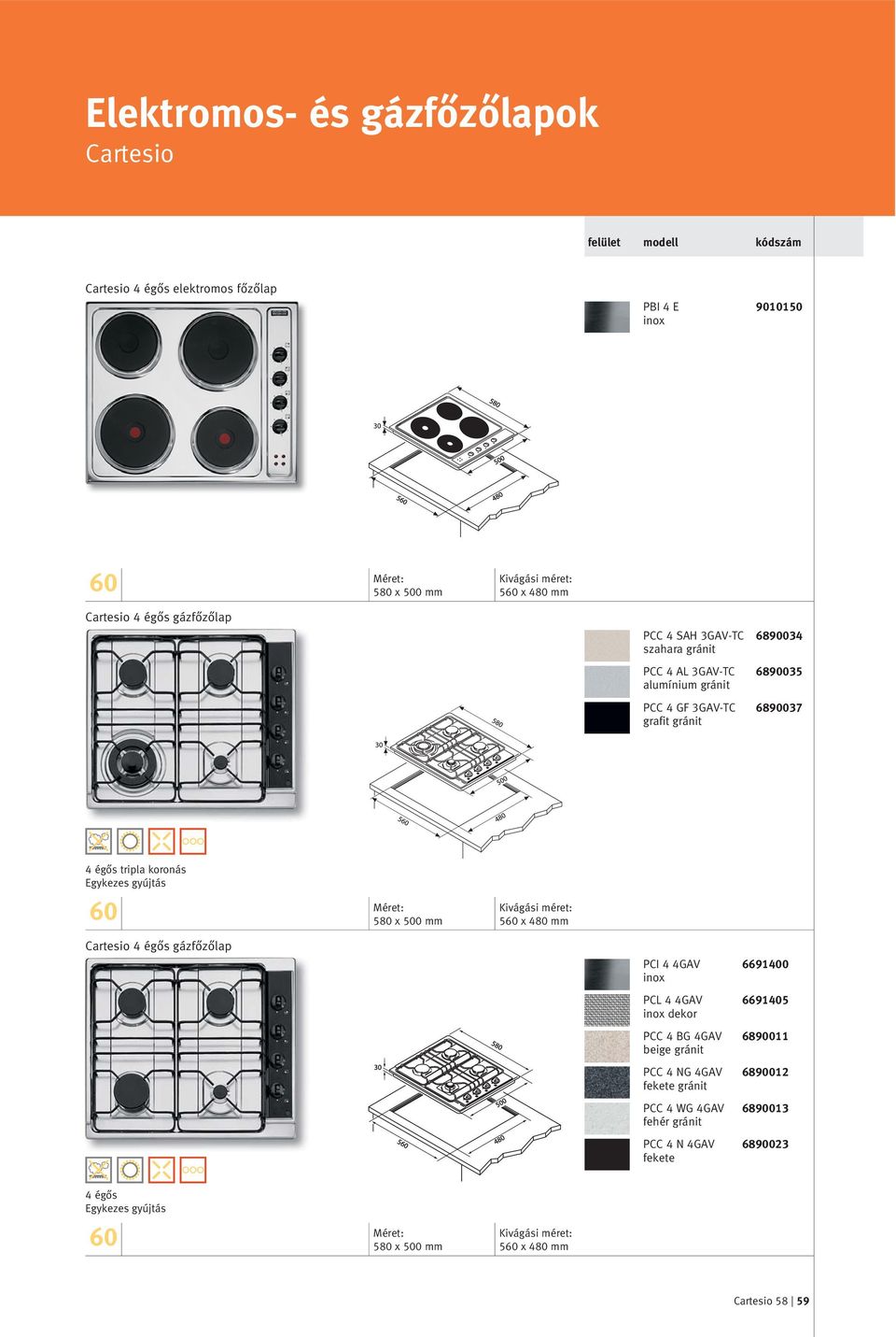 égős tripla koronás 580 x 500 mm 5 x 480 mm Cartesio 4 égős gázfőzőlap PCI 4 4GAV 6691400 PCL 4 4GAV 6691405 dekor PCC 4 BG 4GAV 6890011 beige