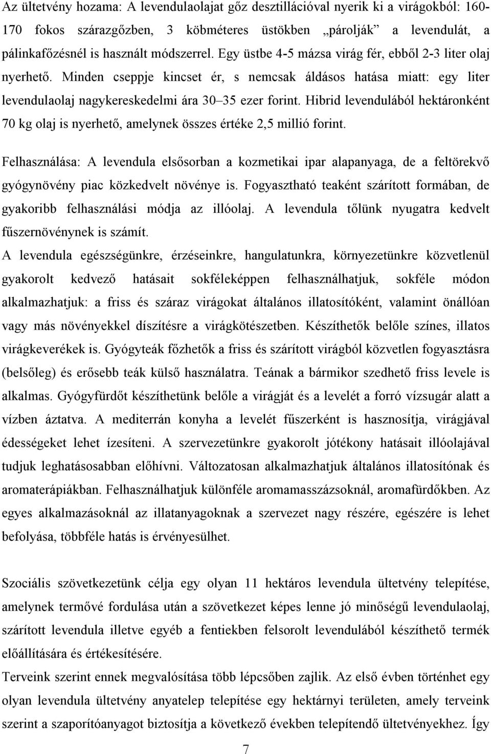 Hibrid levendulából hektáronként 70 kg olaj is nyerhető, amelynek összes értéke 2,5 millió forint.