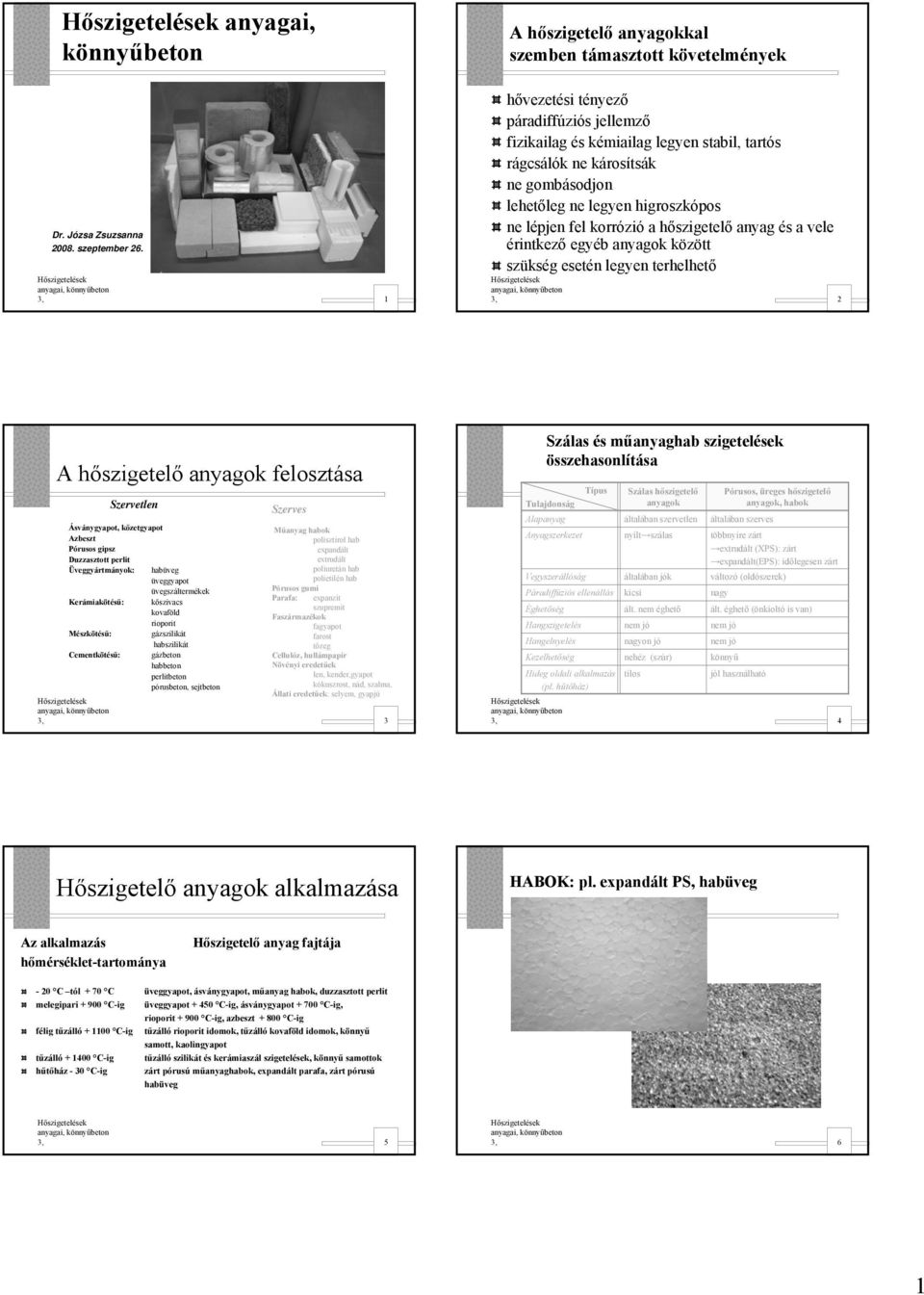 hőszigetelő anyag és a vele érintkező egyéb anyagok között szükség esetén legyen terhelhető 3, 2 A hőszigetelő anyagok felosztása Szervetlen Ásványgyapot, kőzetgyapot Azbeszt Pórusos gipsz