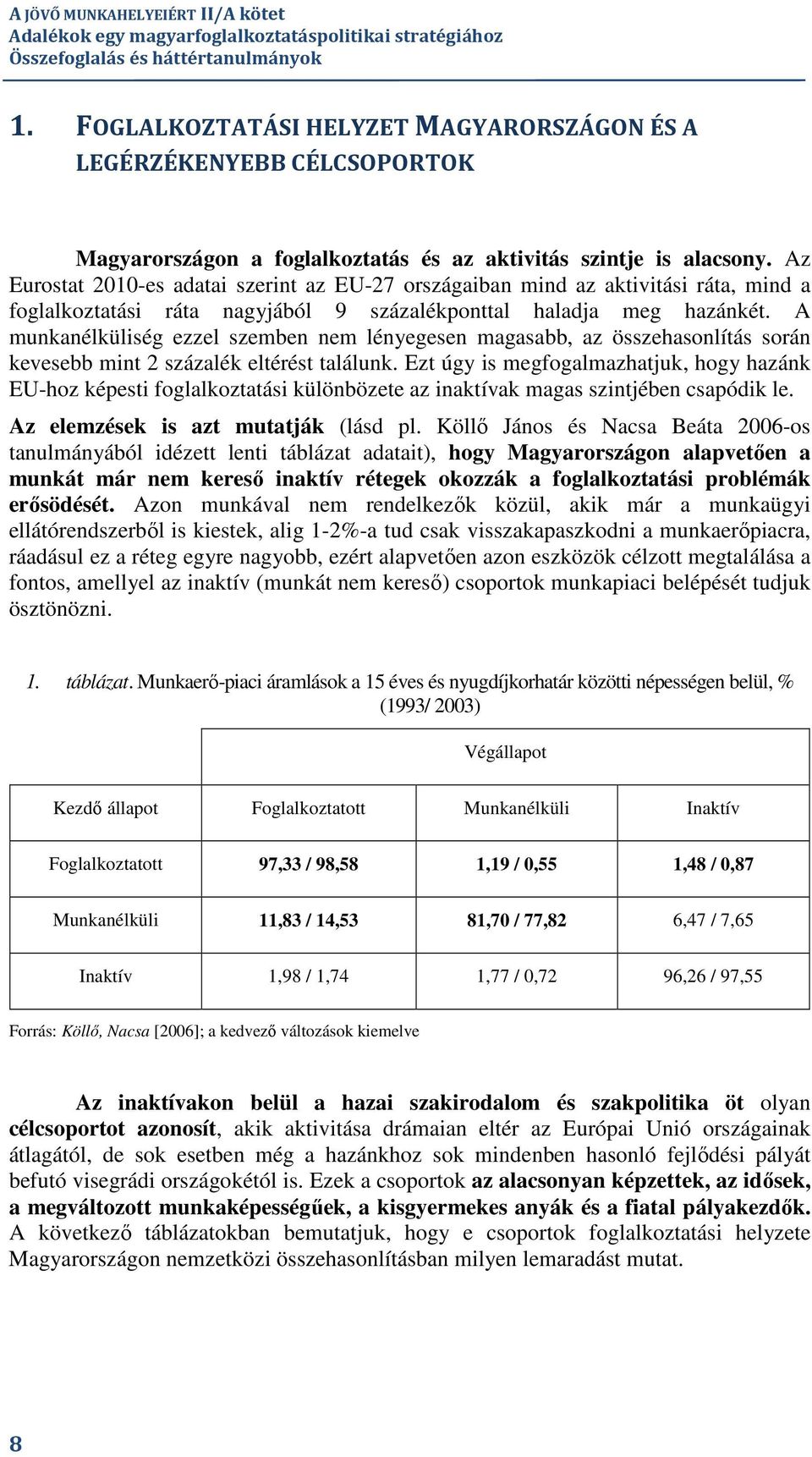 Az Eurostat 2010-es adatai szerint az EU-27 országaiban mind az aktivitási ráta, mind a foglalkoztatási ráta nagyjából 9 százalékponttal haladja meg hazánkét.