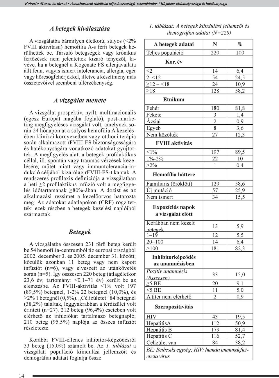 Társuló betegségek vagy krónikus fertőzések nem jelentettek kizáró tényezőt, kivéve, ha a betegnél a Kogenate FS ellenjavallata állt fenn, vagyis ismert intolerancia, allergia, egér vagy