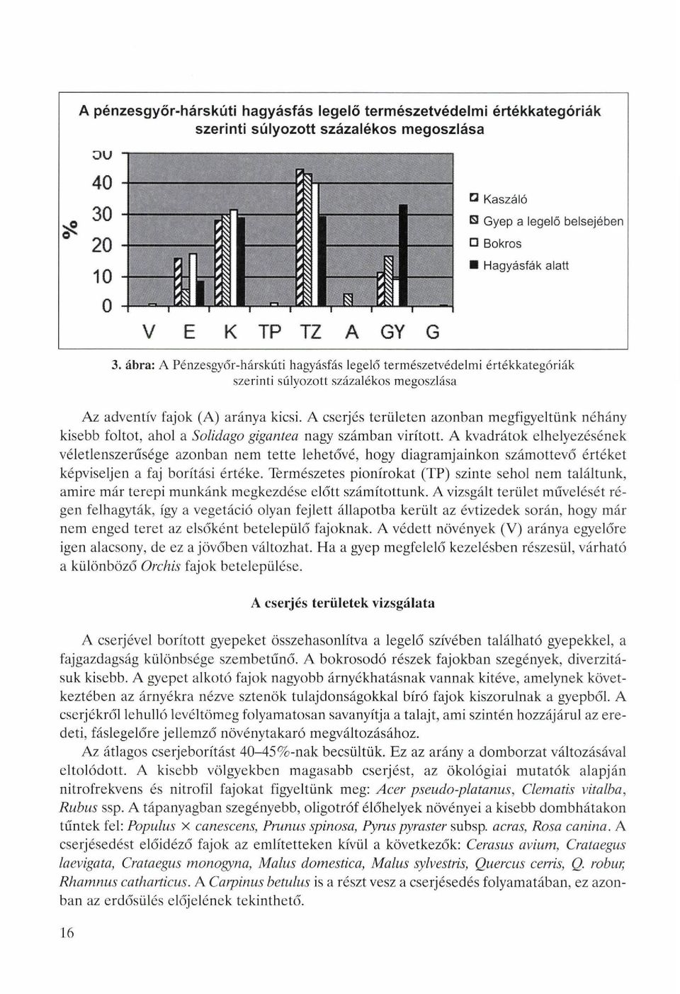 A cserjés területen azonban megfigyeltünk néhány kisebb foltot, ahol a Solidago gigantea nagy számban virított.