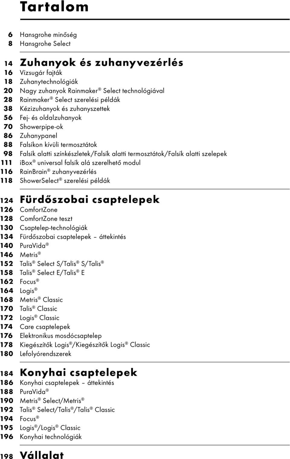 alatti szelepek 111 i B ox universal falsík alá szerelhető modul 116 RainBrain zuhanyvezérlés 118 ShowerSelect szerelési példák 124 Fürdőszobai csaptelepek 126 ComfortZone 128 ComfortZone teszt 130