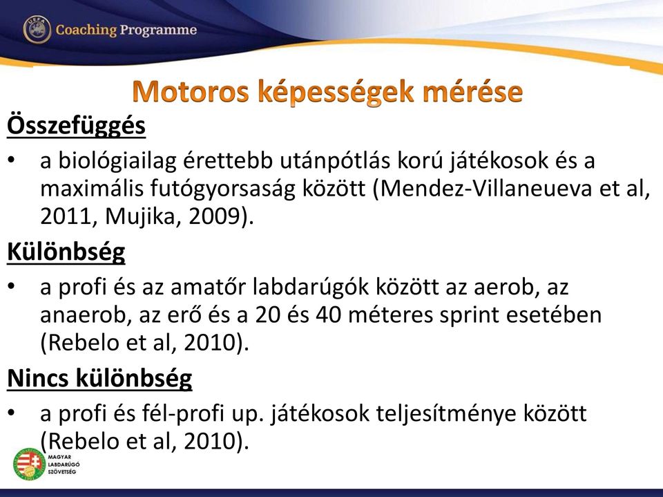 Különbség a profi és az amatőr labdarúgók között az aerob, az anaerob, az erő és a 20 és 40