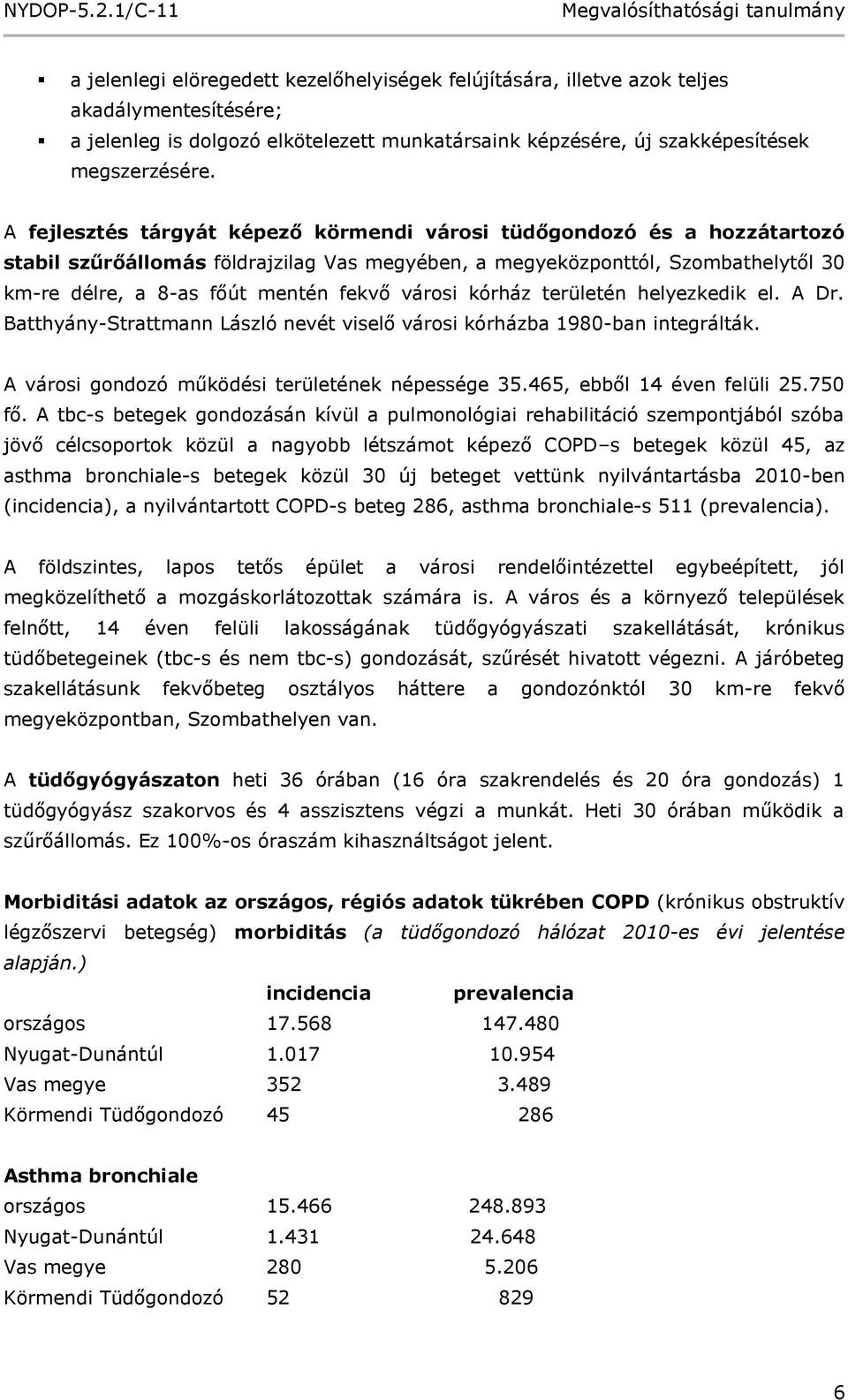 városi kórház területén helyezkedik el. A Dr. Batthyány-Strattmann László nevét viselő városi kórházba 1980-ban integrálták. A városi gondozó működési területének népessége 35.