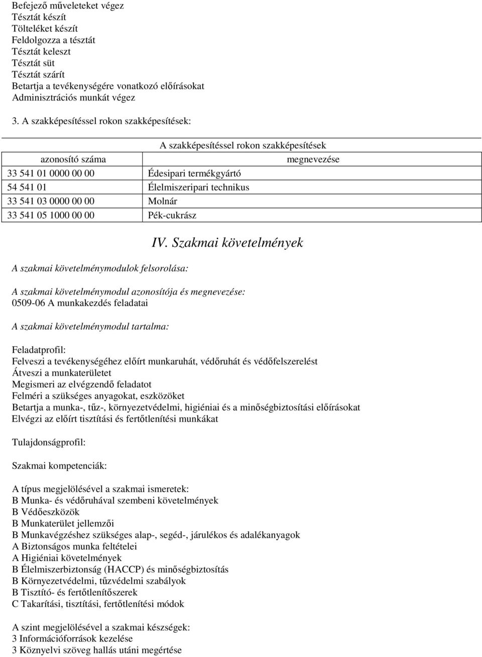 A szakképesítéssel rokon szakképesítések: A szakképesítéssel rokon szakképesítések azonosító száma megnevezése 33 541 01 0000 00 00 Édesipari termékgyártó 54 541 01 Élelmiszeripari technikus 33 541