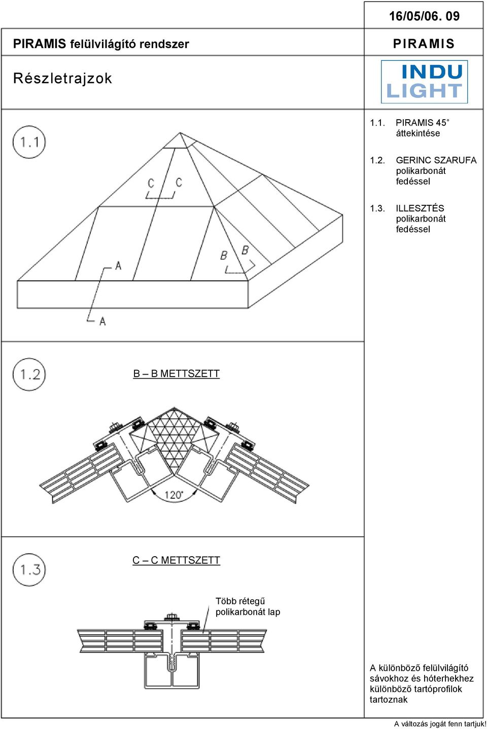 ILLESZTÉS polikarbonát fedéssel B B METTSZETT C C METTSZETT Több rétegű
