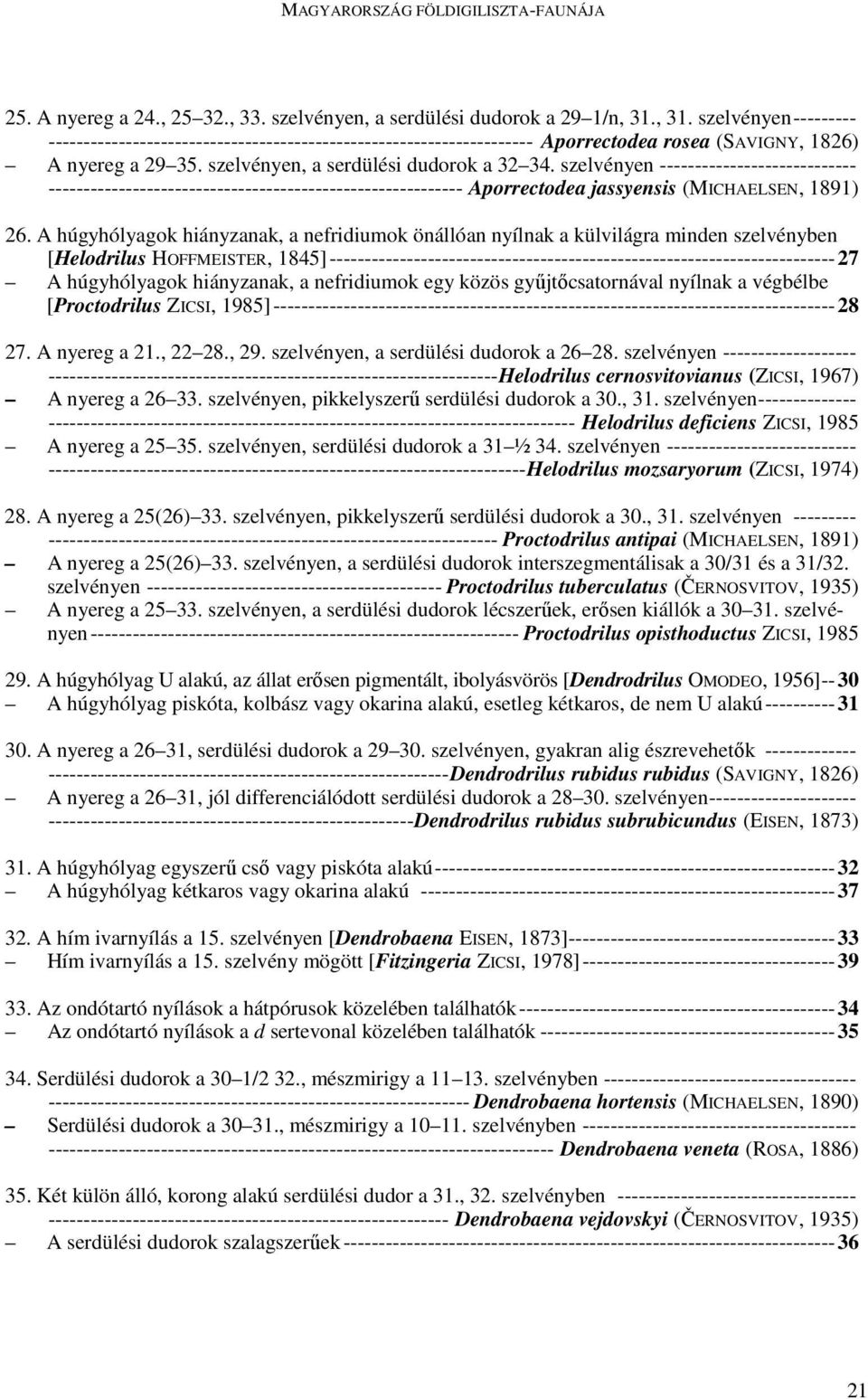 szelvényen ---------------------------- ----------------------------------------------------------- Aporrectodea jassyensis (MICHAELSEN, 1891) 26.