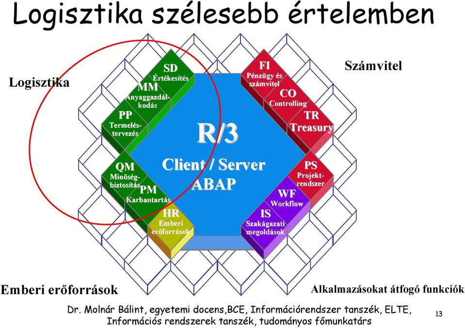 Minőség- biztosítás PM Karbantartás Client / Server ABAP HR Emberi erőforr források IS