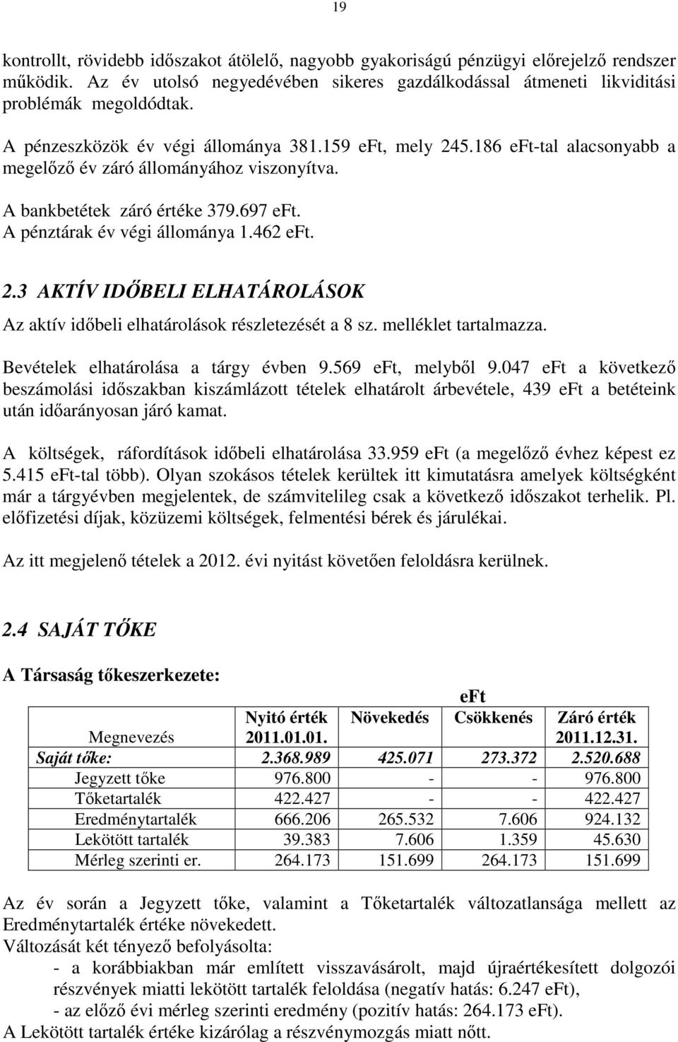 melléklet tartalmazza. Bevételek elhatárolása a tárgy évben 9.569, melybıl 9.