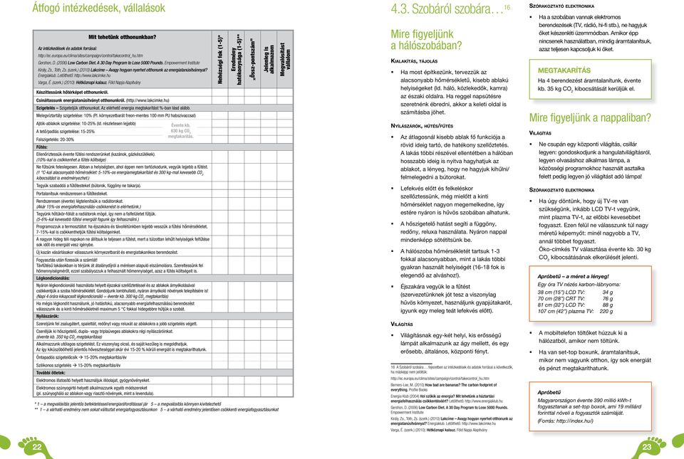 Letölthető: http://www.lakcimke.hu Varga, É. (szerk.) (2010): Hétköznapi kalauz. Föld Napja Alapítvány Készíttessünk hőtérképet otthonunkról. Csináltassunk energiatanúsítványt otthonunkról.