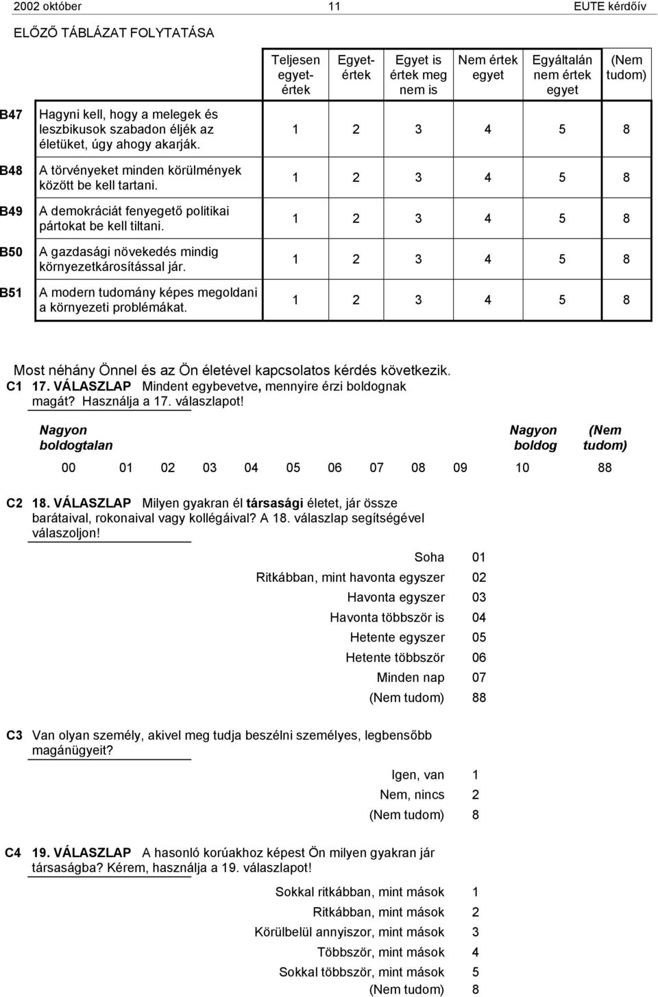 A gazdasági növekedés mindig környezetkárosítással jár. A modern tudomány képes megoldani a környezeti problémákat. Most néhány Önnel és az Ön életével kapcsolatos kérdés következik. C1 17.