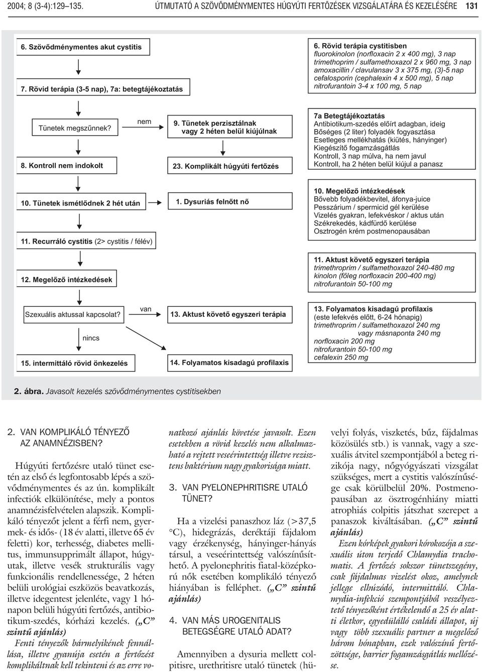 500 mg), 5 nap nitrofurantoin 3-4 x 100 mg, 5 nap Tünetek megszûnnek? 8. Kontroll nem indokolt nem 9. Tünetek perzisztálnak vagy 2 héten belül kiújúlnak 23.