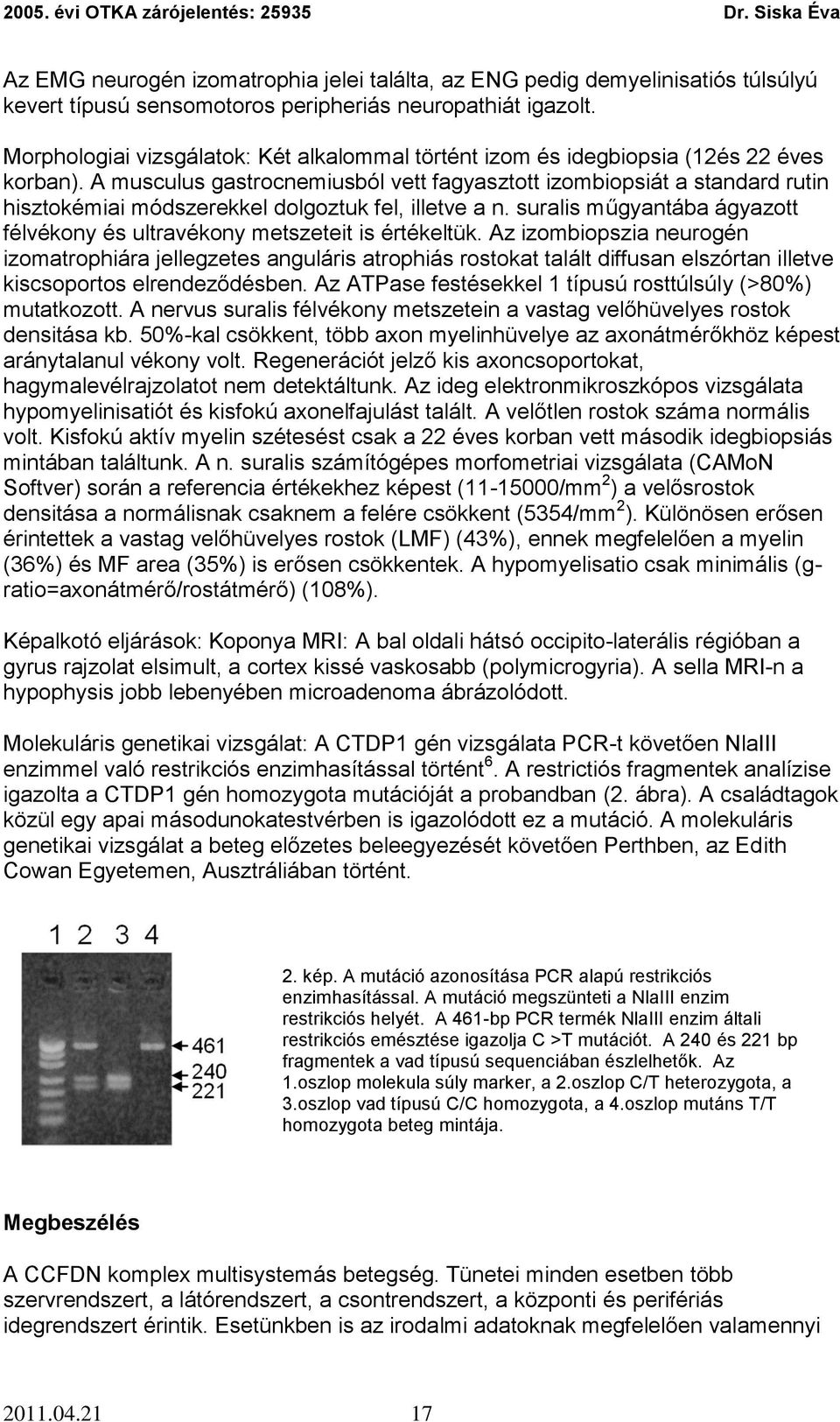 A musculus gastrocnemiusból vett fagyasztott izombiopsiát a standard rutin hisztokémiai módszerekkel dolgoztuk fel, illetve a n.