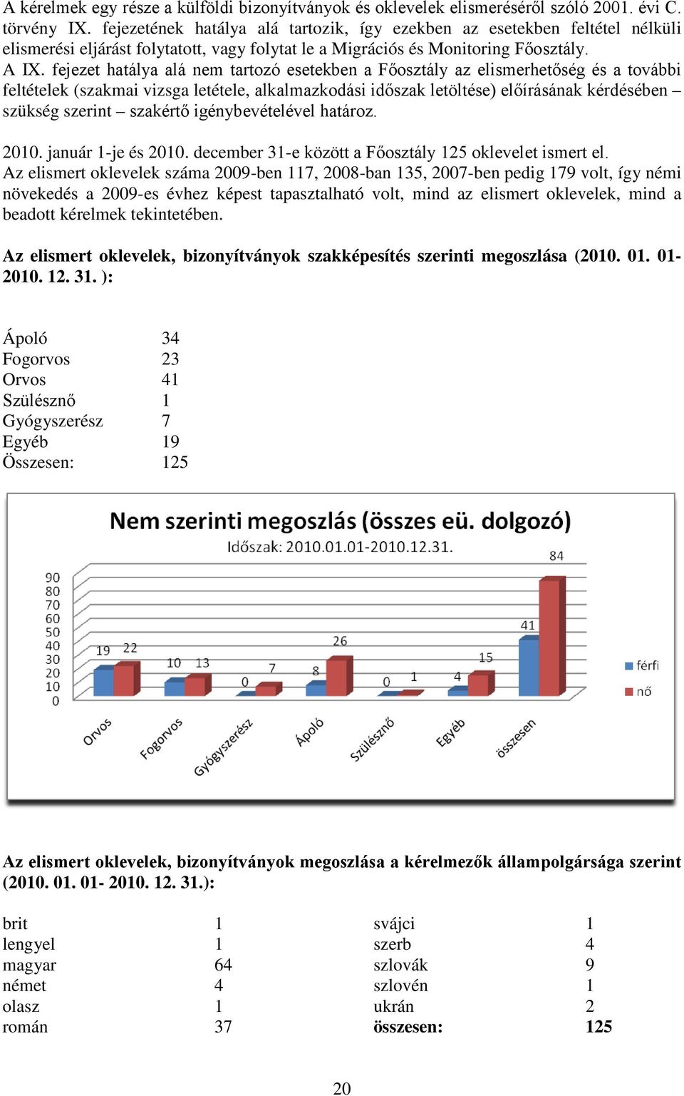 fejezet hatálya alá nem tartozó esetekben a Főosztály az elismerhetőség és a további feltételek (szakmai vizsga letétele, alkalmazkodási időszak letöltése) előírásának kérdésében szükség szerint