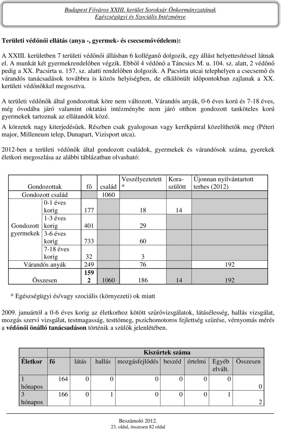 A Pacsirta utcai telephelyen a csecsemı és várandós tanácsadások továbbra is közös helyiségben, de elkülönült idıpontokban zajlanak a XX. kerületi védınıkkel megosztva.