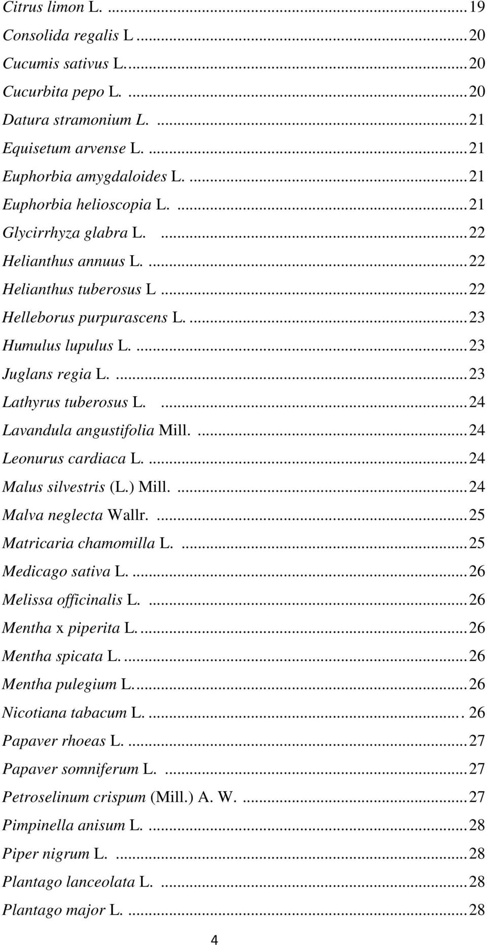 ...24 Lavandula angustifolia Mill....24 Leonurus cardiaca L....24 Malus silvestris (L.) Mill....24 Malva neglecta Wallr....25 Matricaria chamomilla L....25 Medicago sativa L....26 Melissa officinalis L.