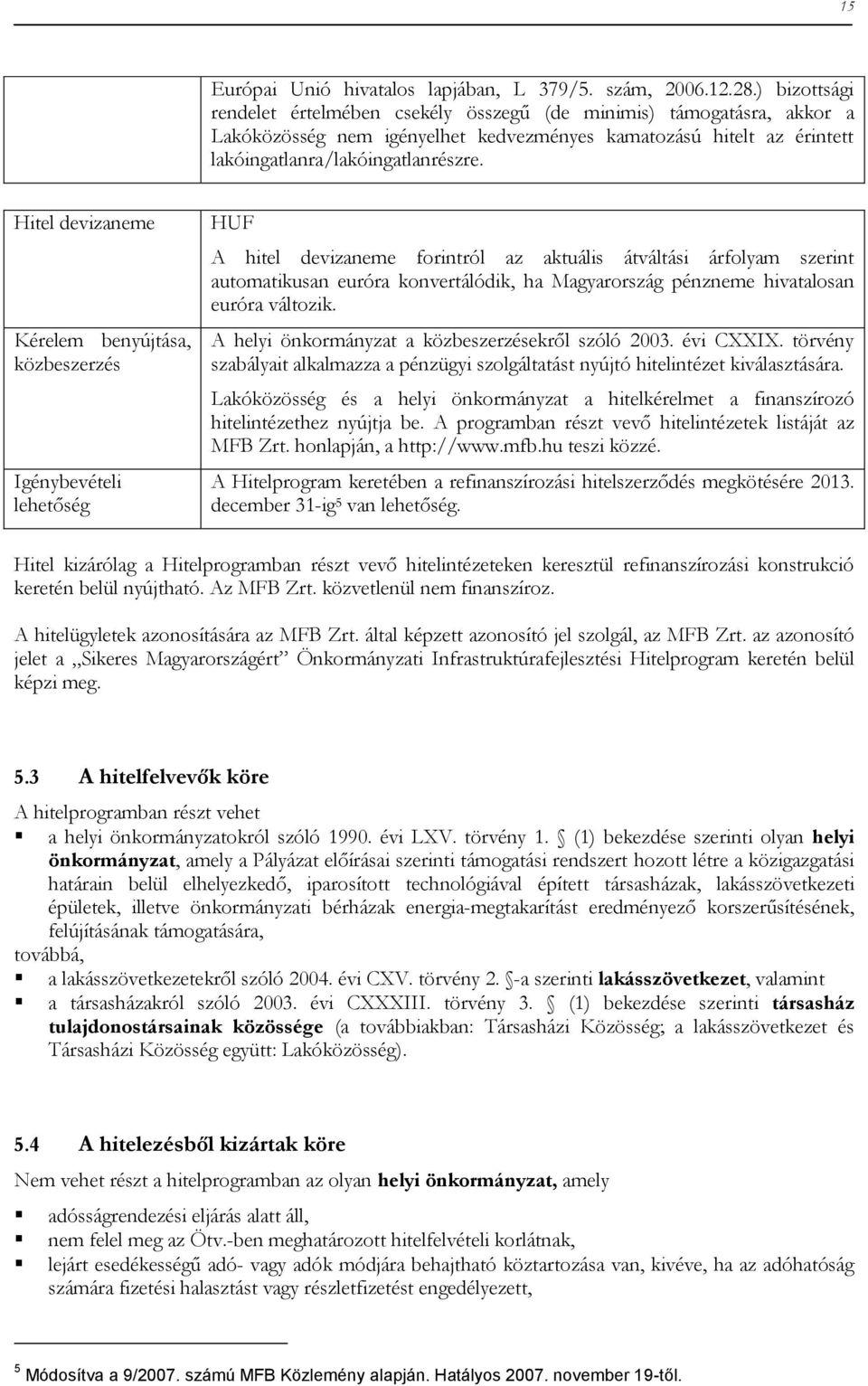 Hitel devizaneme Kérelem benyújtása, közbeszerzés Igénybevételi lehetőség HUF A hitel devizaneme forintról az aktuális átváltási árfolyam szerint automatikusan euróra konvertálódik, ha Magyarország